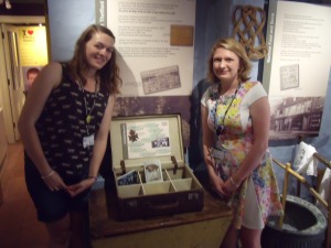 Emily and I with our suitcase of handling objects associated to Leonard’s life.